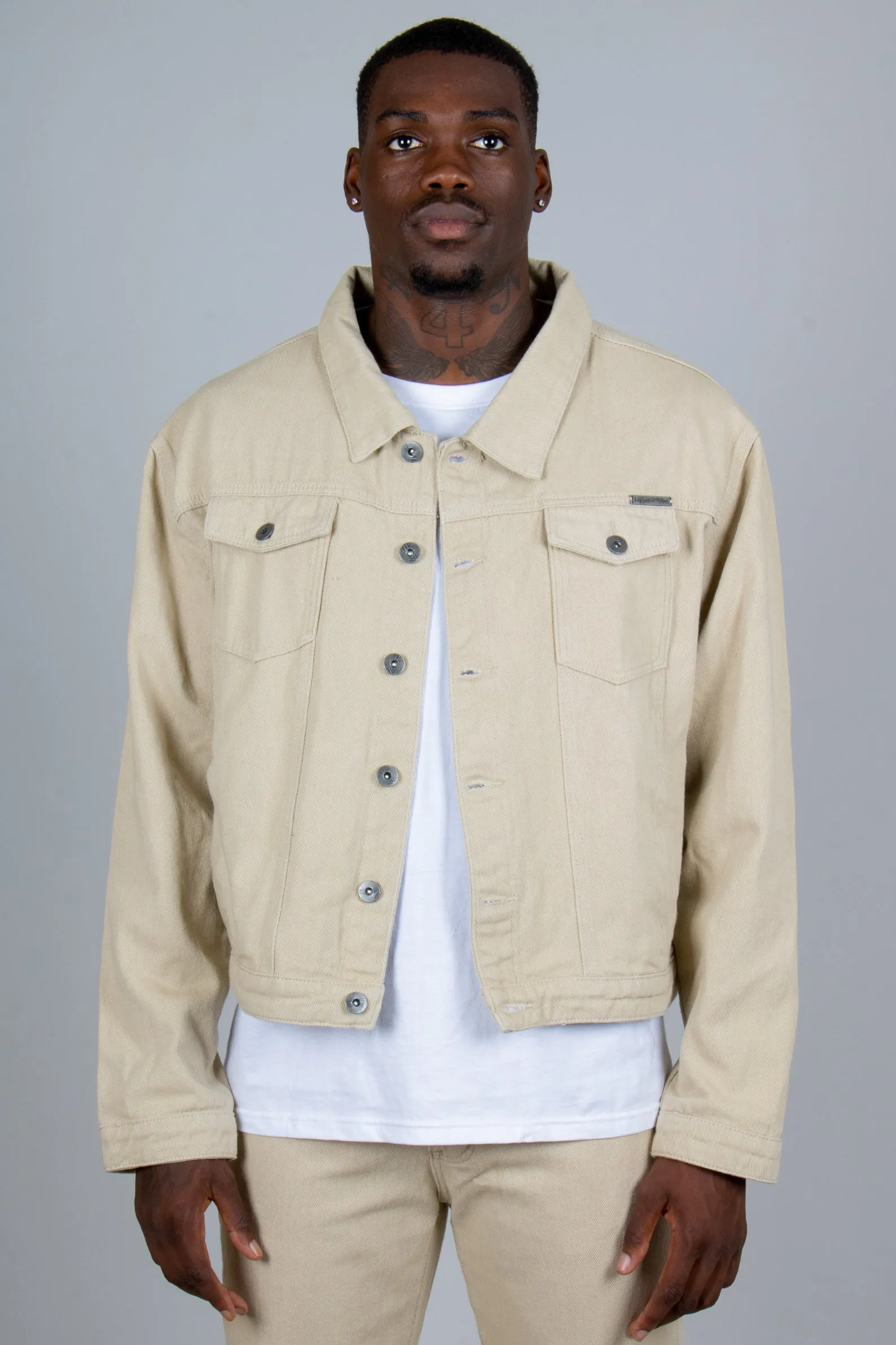 Ecru Oversized Trucker Denim Jacket