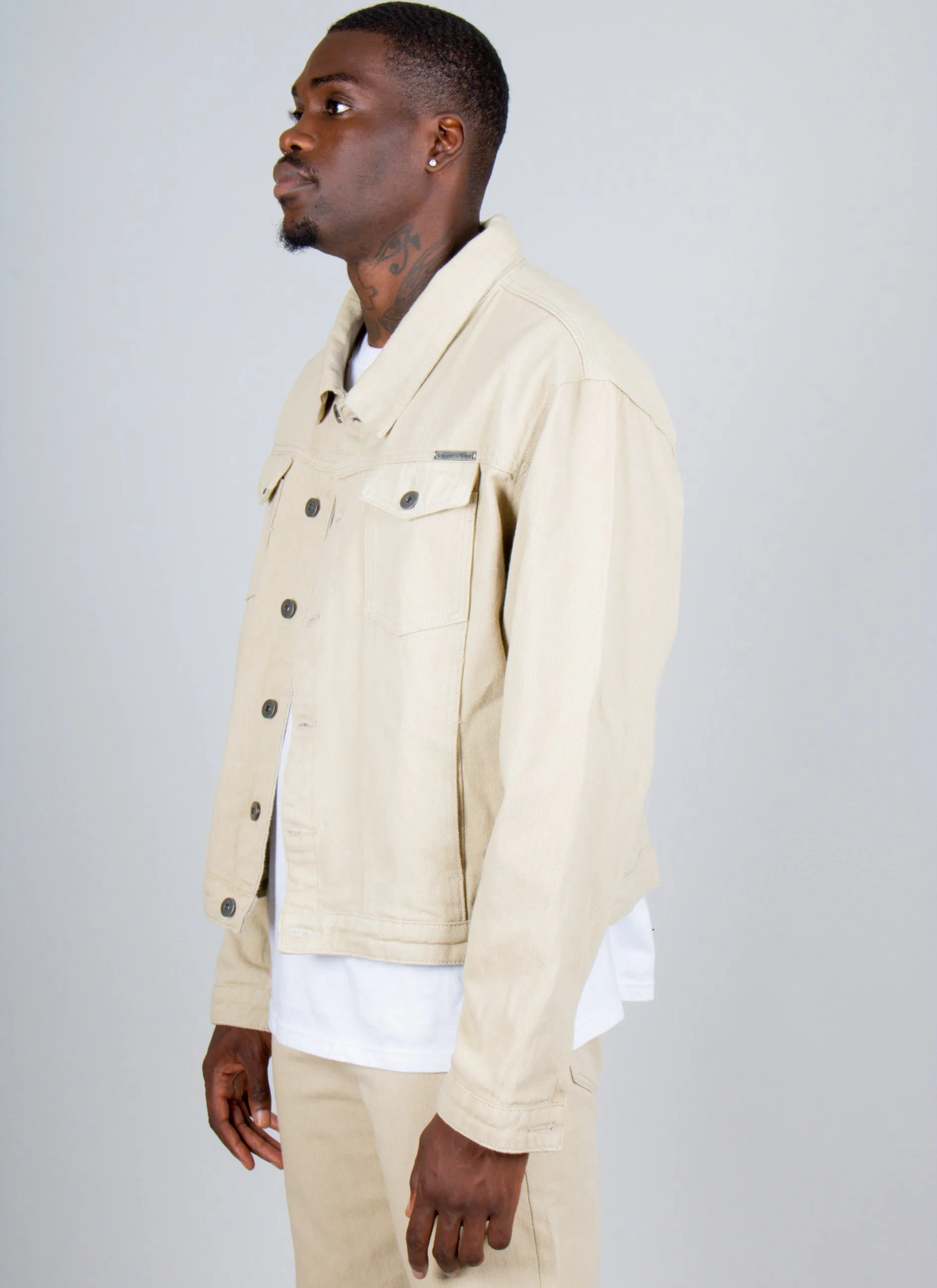 Ecru Oversized Trucker Denim Jacket