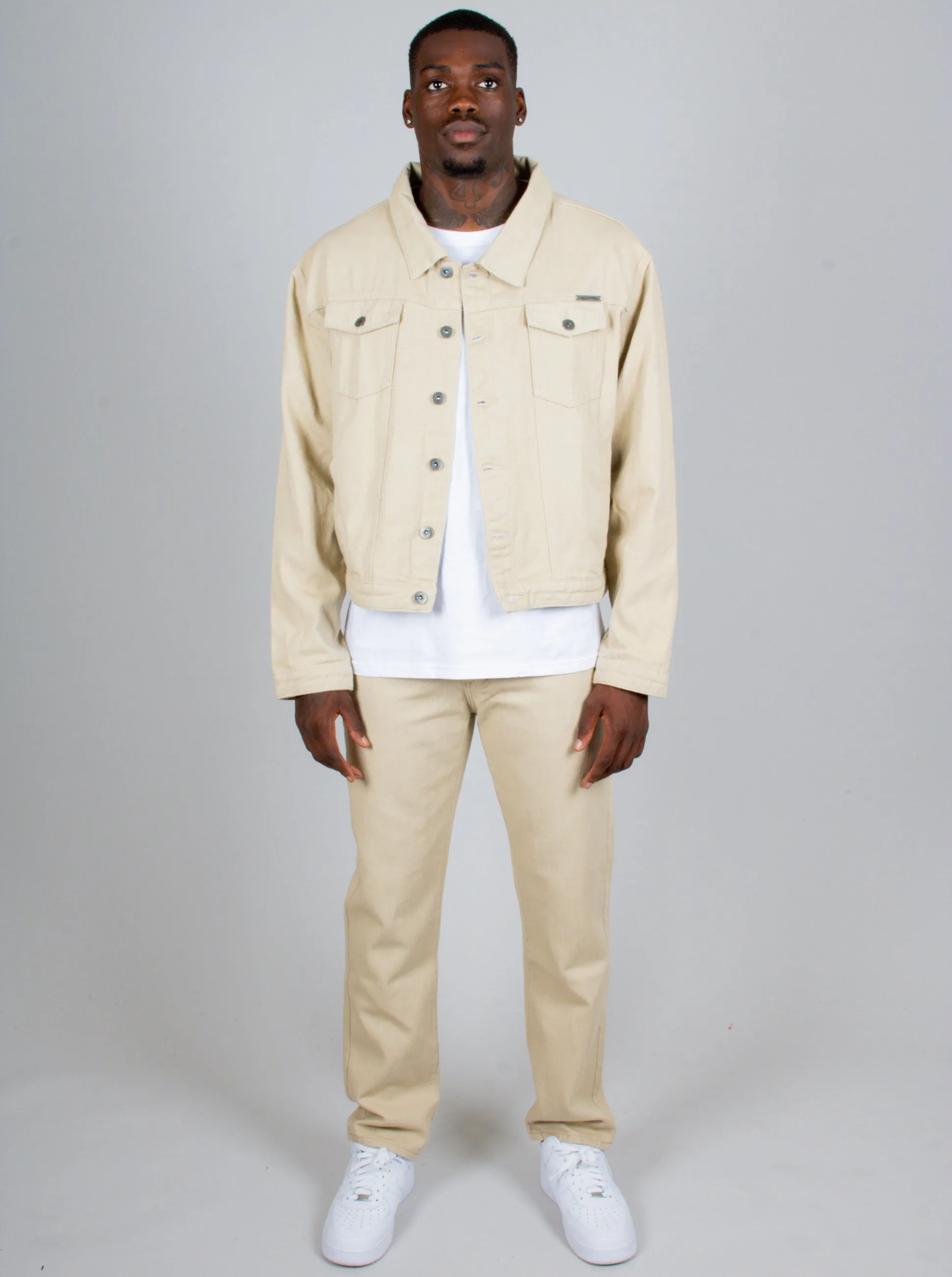 Ecru Oversized Trucker Denim Jacket
