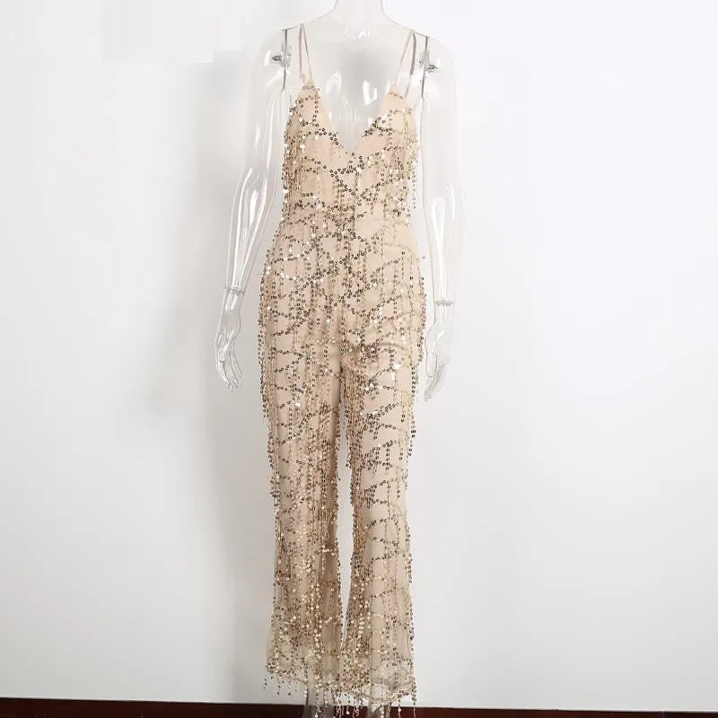 Elegant Summer Club Sexy V-Neck Women's Jumpsuit