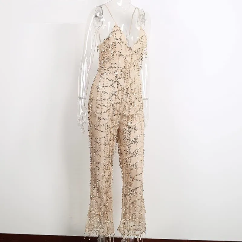 Elegant Summer Club Sexy V-Neck Women's Jumpsuit