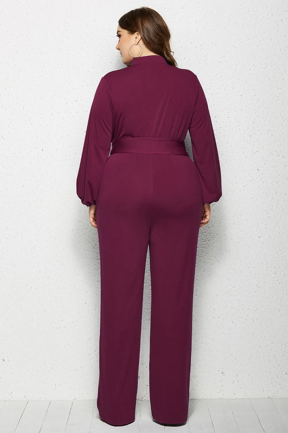 Elegant Wide Leg Long Sleeve Bandage Jumpsuit