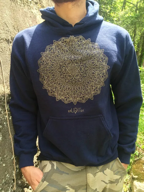 Elevation Sacred Geometry Gold Print Hoodie By I Am Electric