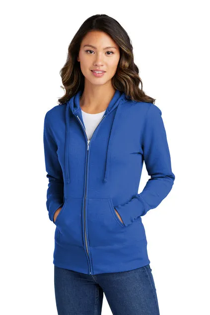 EMBROIDERED - LPC78ZH - Port & Company® Ladies' Core Fleece Full-Zip Hooded Sweatshirt