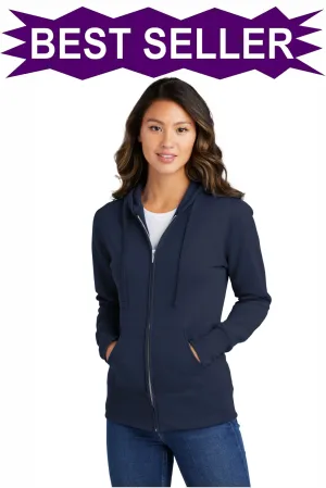 EMBROIDERED - LPC78ZH - Port & Company® Ladies' Core Fleece Full-Zip Hooded Sweatshirt