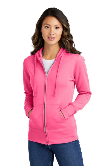 EMBROIDERED - LPC78ZH - Port & Company® Ladies' Core Fleece Full-Zip Hooded Sweatshirt
