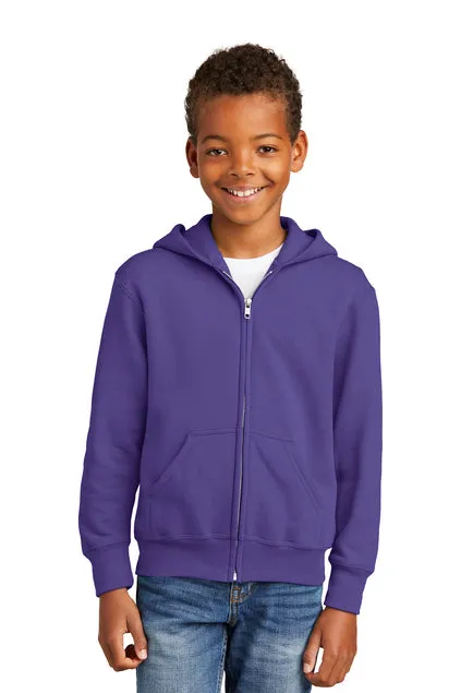 EMBROIDERED - PC90YZH - Port & Company® Youth Core Fleece Full-Zip Hooded Sweatshirt