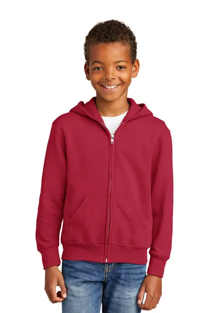 EMBROIDERED - PC90YZH - Port & Company® Youth Core Fleece Full-Zip Hooded Sweatshirt