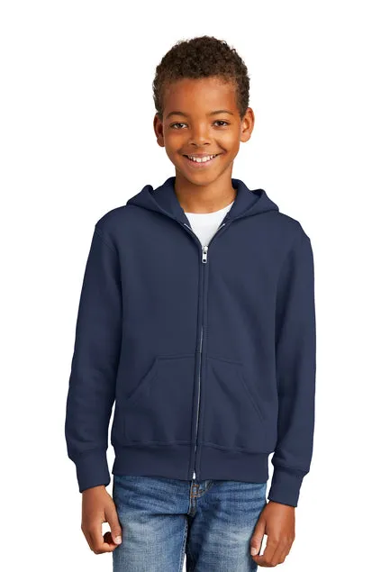 EMBROIDERED - PC90YZH - Port & Company® Youth Core Fleece Full-Zip Hooded Sweatshirt