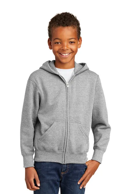 EMBROIDERED - PC90YZH - Port & Company® Youth Core Fleece Full-Zip Hooded Sweatshirt