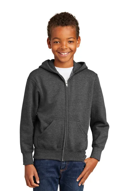 EMBROIDERED - PC90YZH - Port & Company® Youth Core Fleece Full-Zip Hooded Sweatshirt