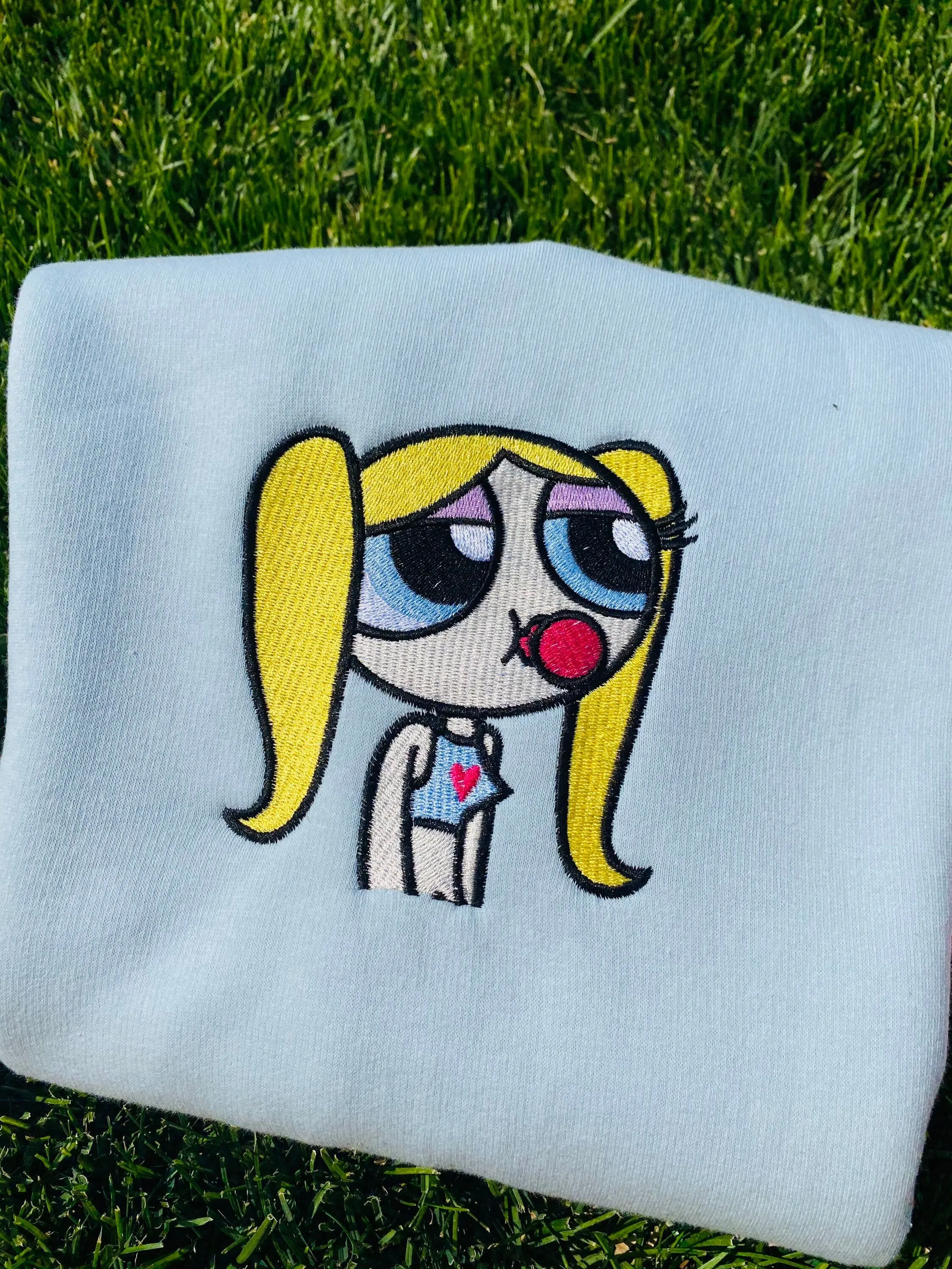 Embroidered Sweatshirts yellow hair Girl, Gifts for her
