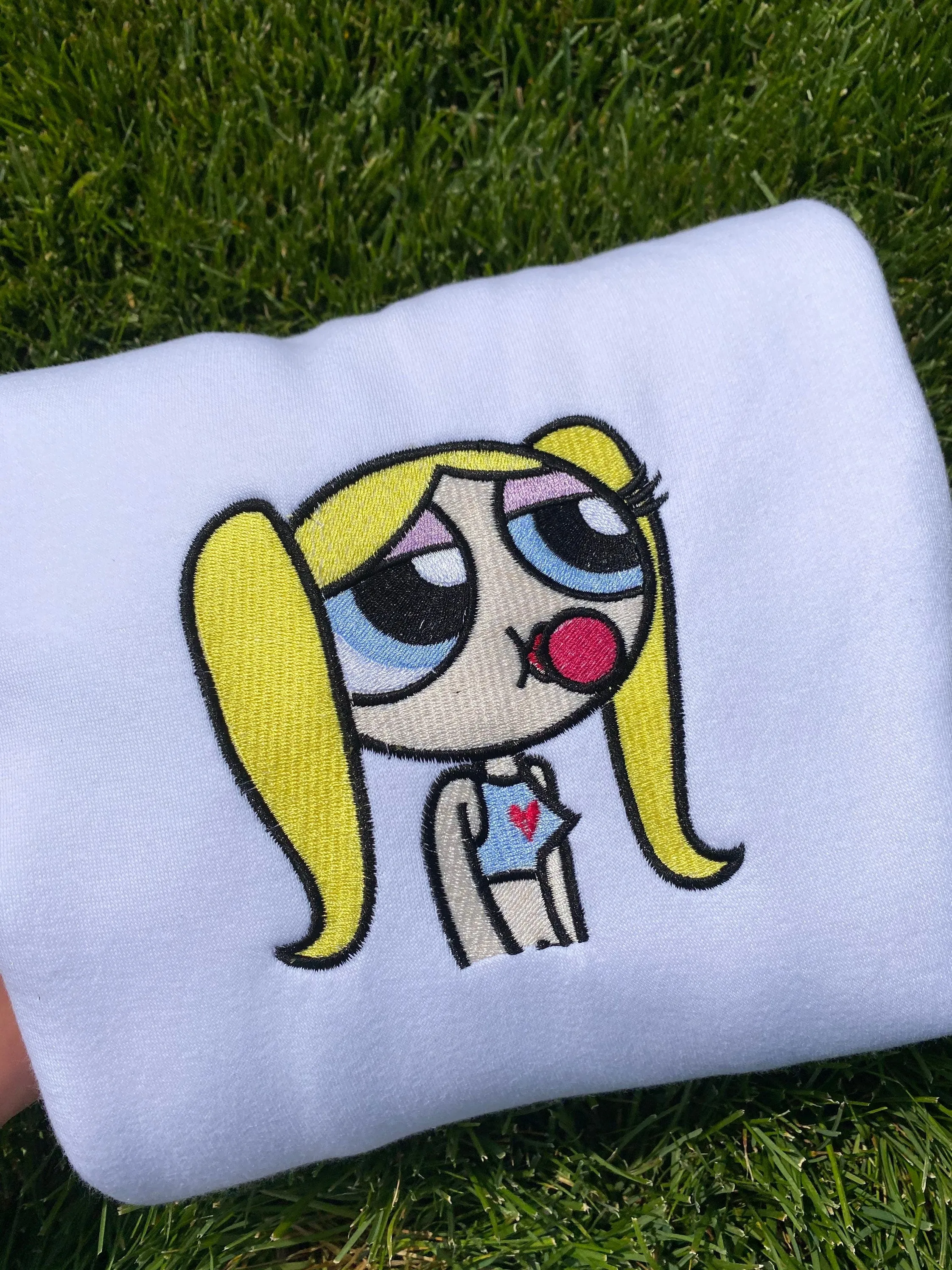 Embroidered Sweatshirts yellow hair Girl, Gifts for her