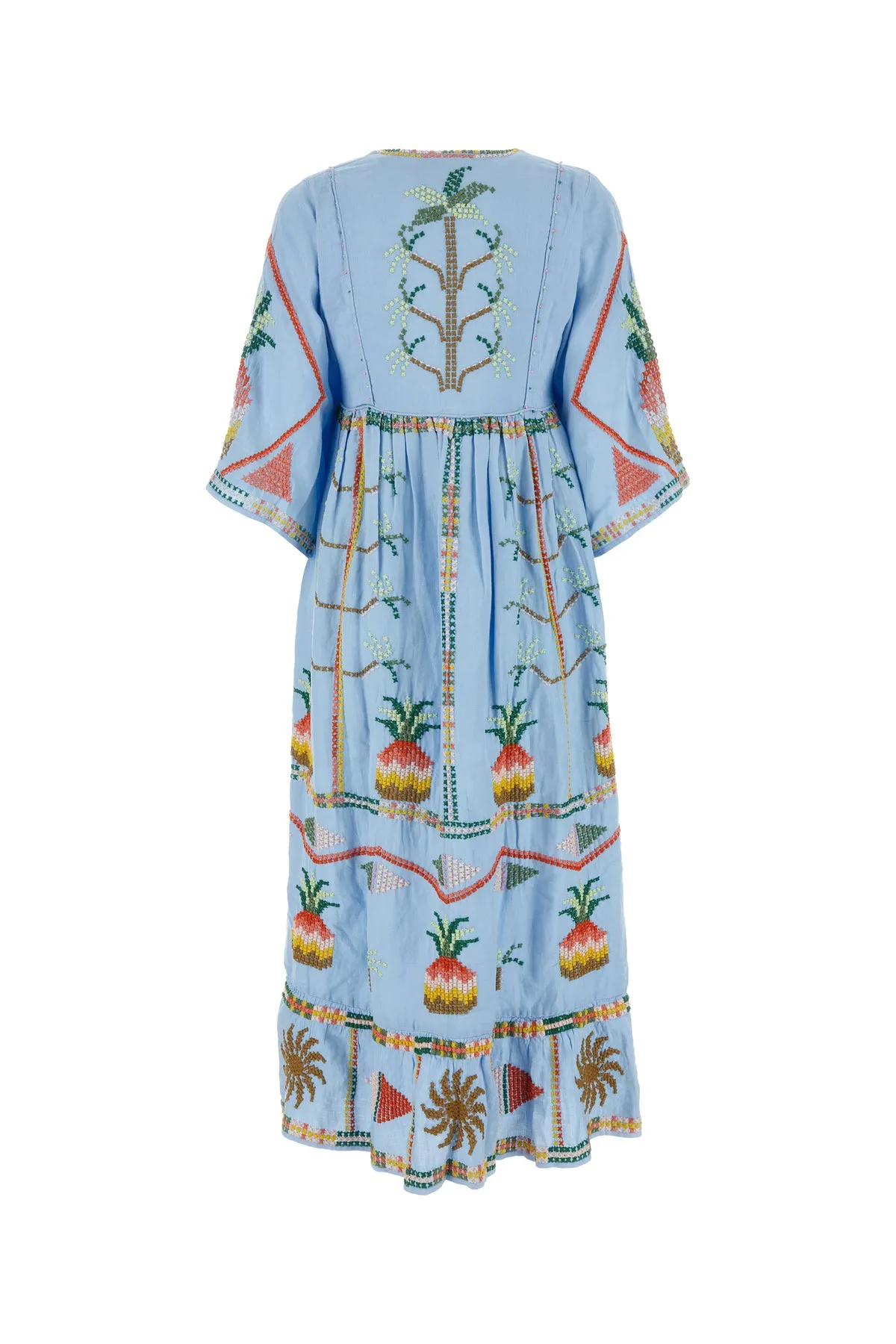 Embroidered wool blend dress