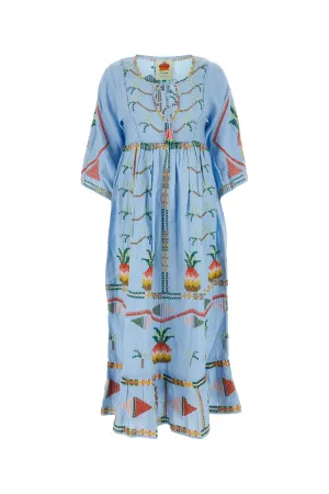 Embroidered wool blend dress