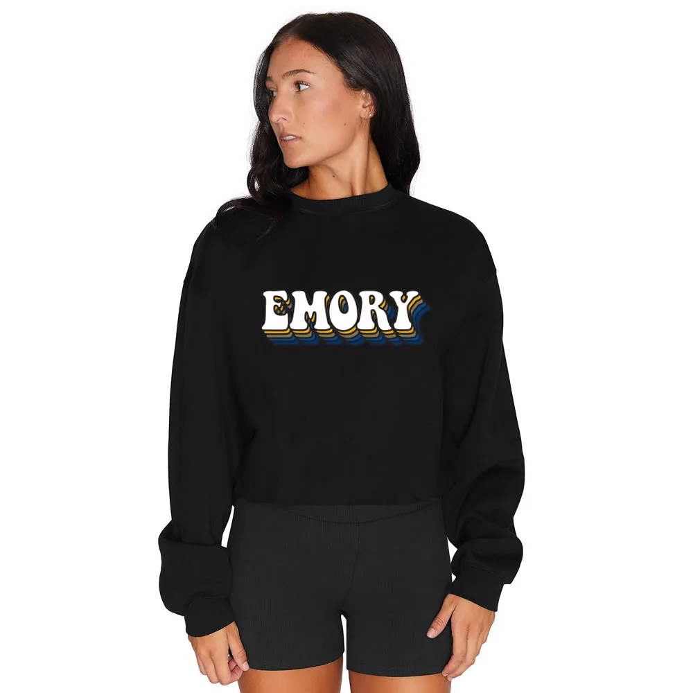 Emory Black Retro Crewneck