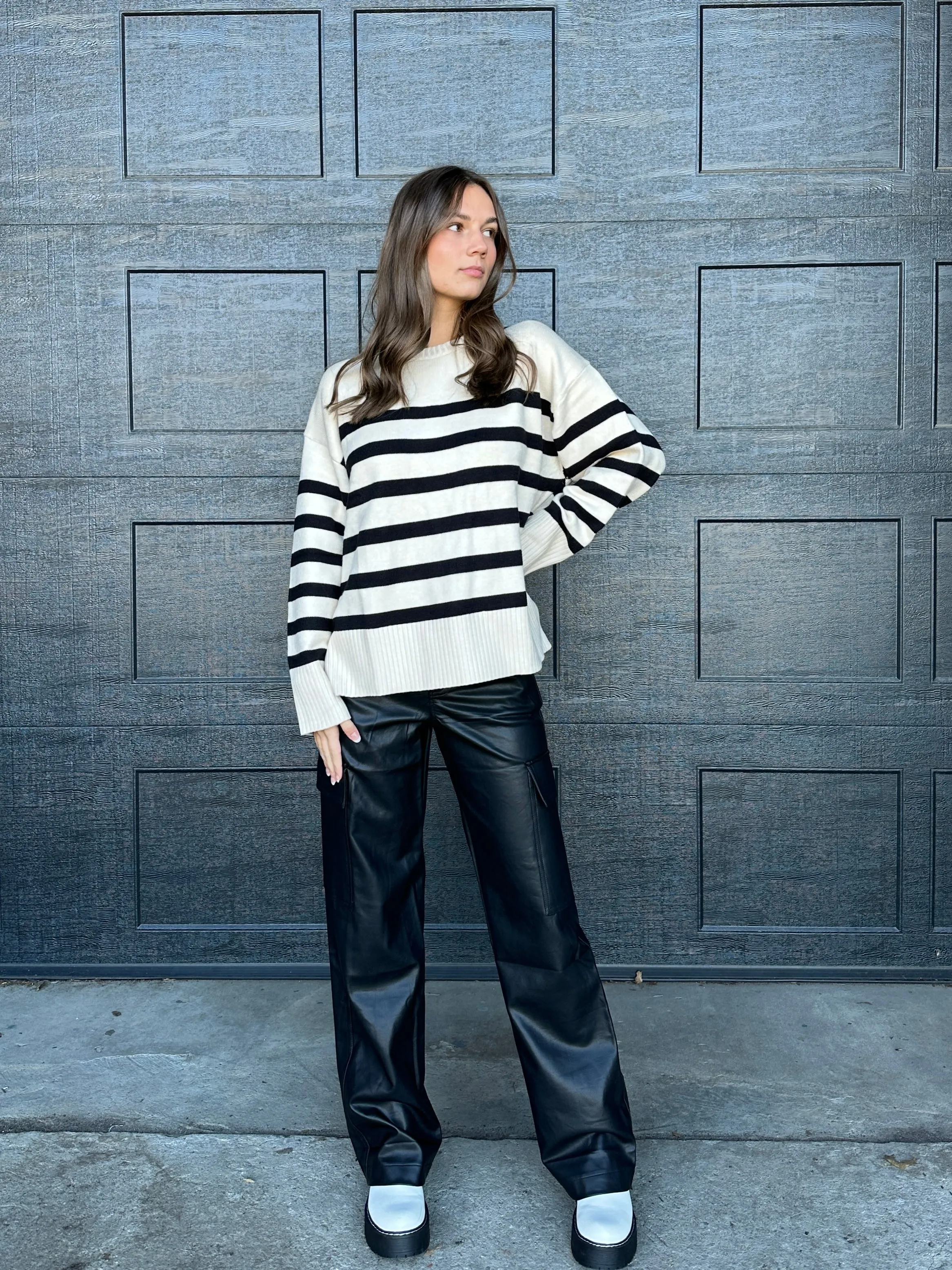 End Of Us Leather Cargo Pants Black