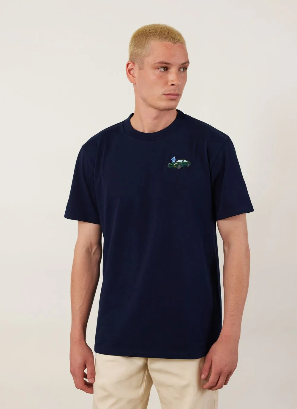 Envy T Shirt | Embroidered Organic Cotton | Navy