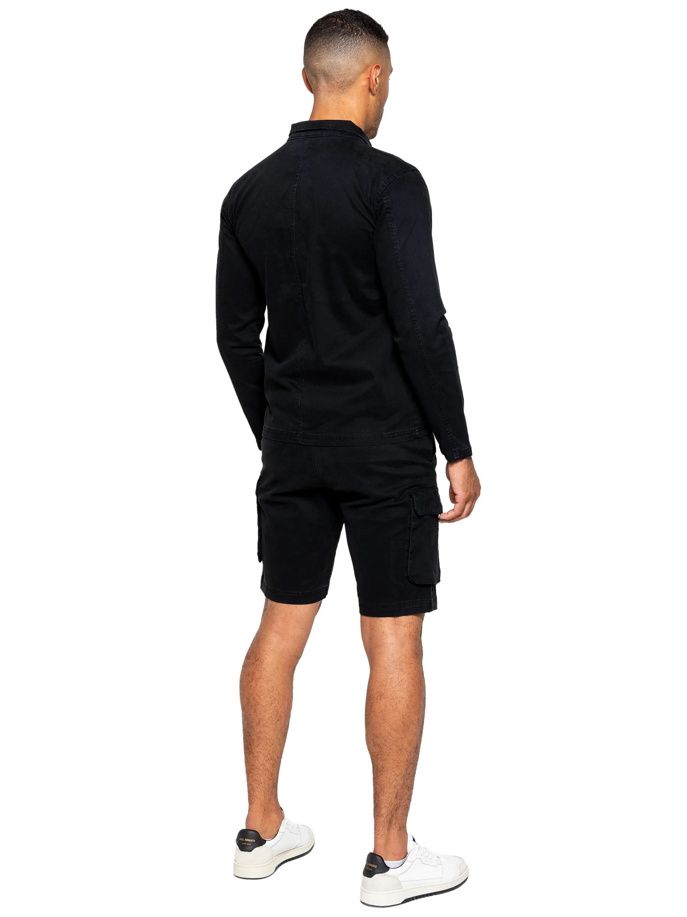 Enzo | Mens Cargo Overshirt Tracksuit With Shorts Set