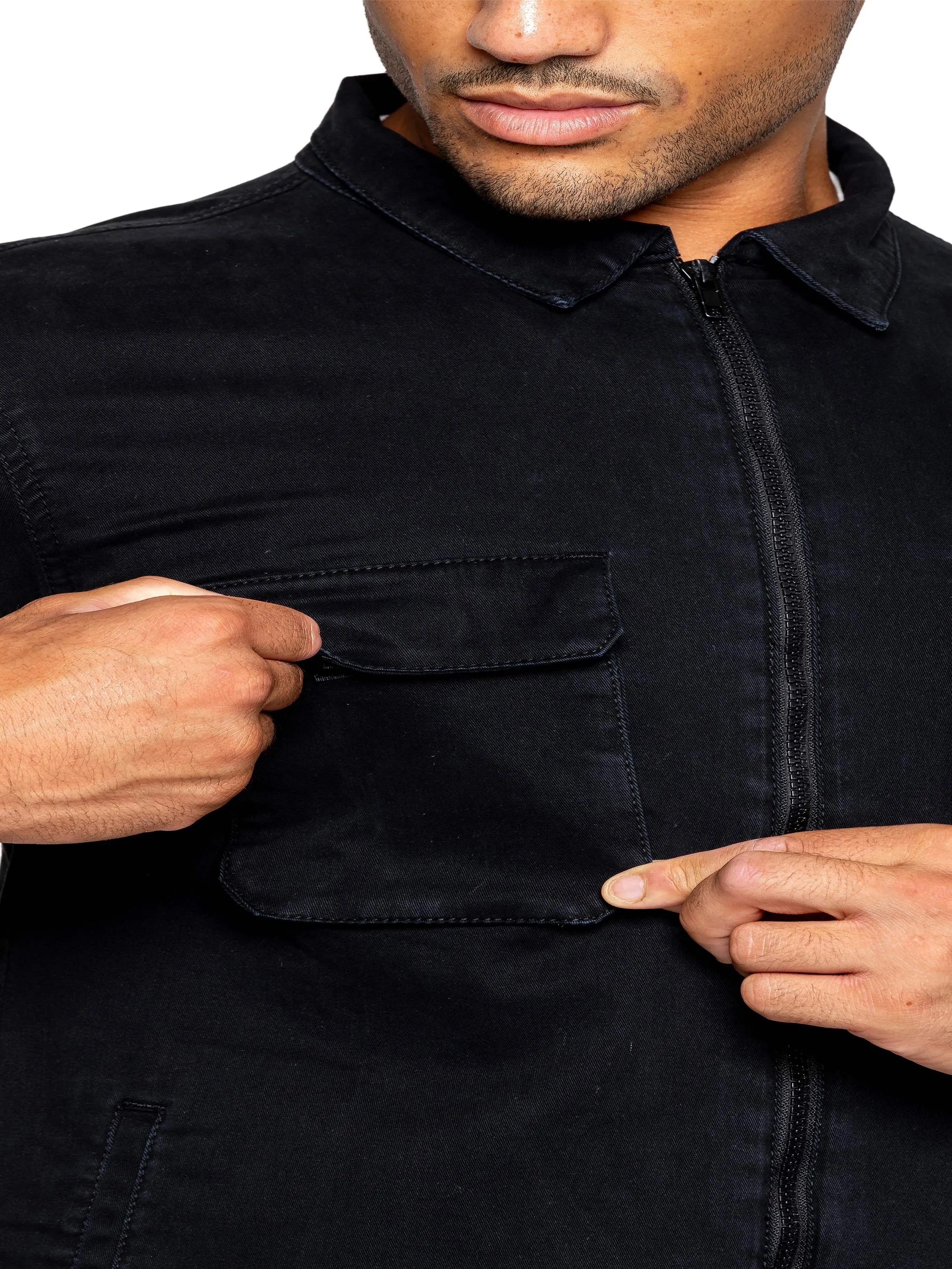 Enzo | Mens Cargo Overshirt Tracksuit With Shorts Set