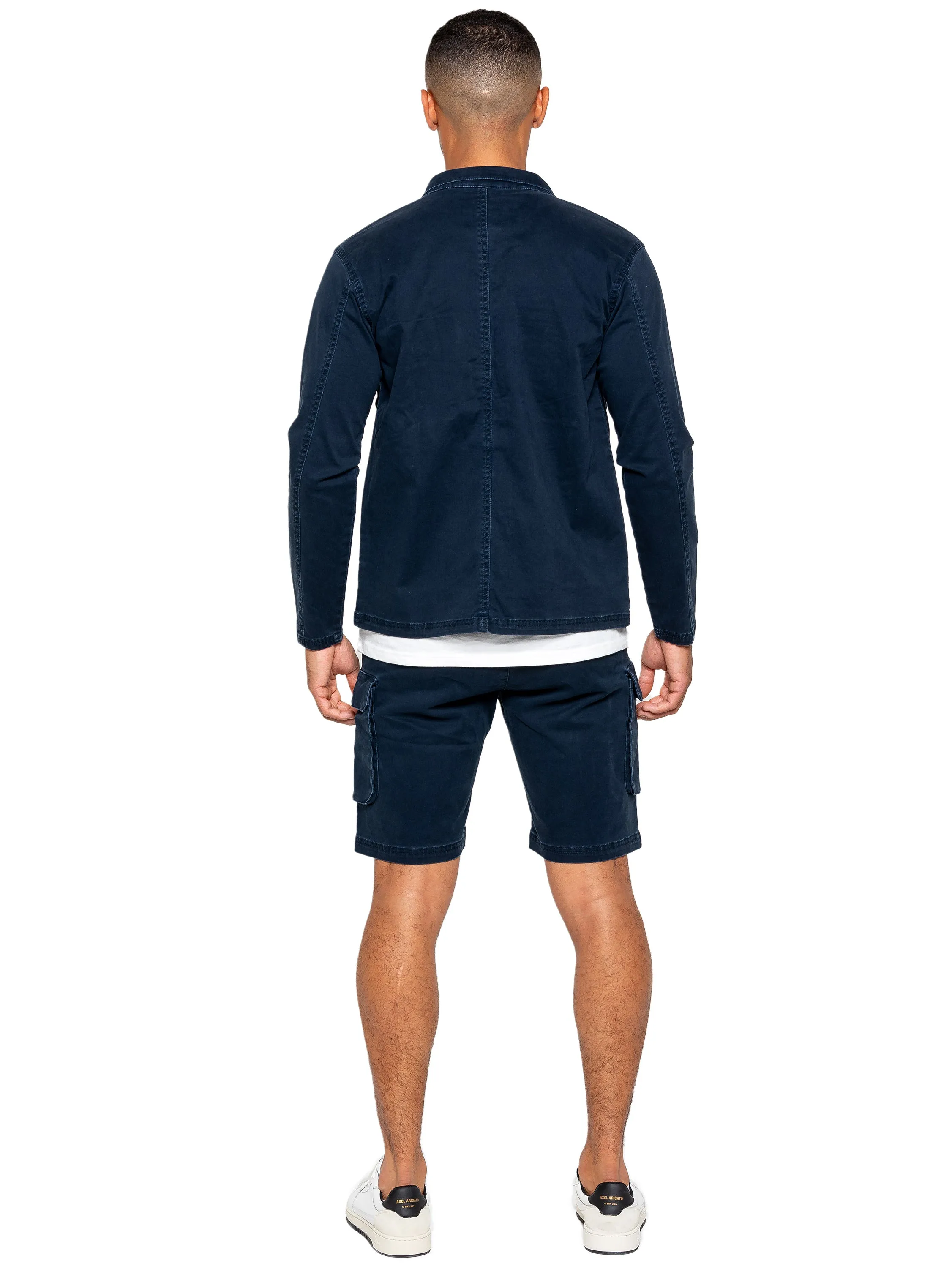 Enzo | Mens Cargo Overshirt Tracksuit With Shorts Set