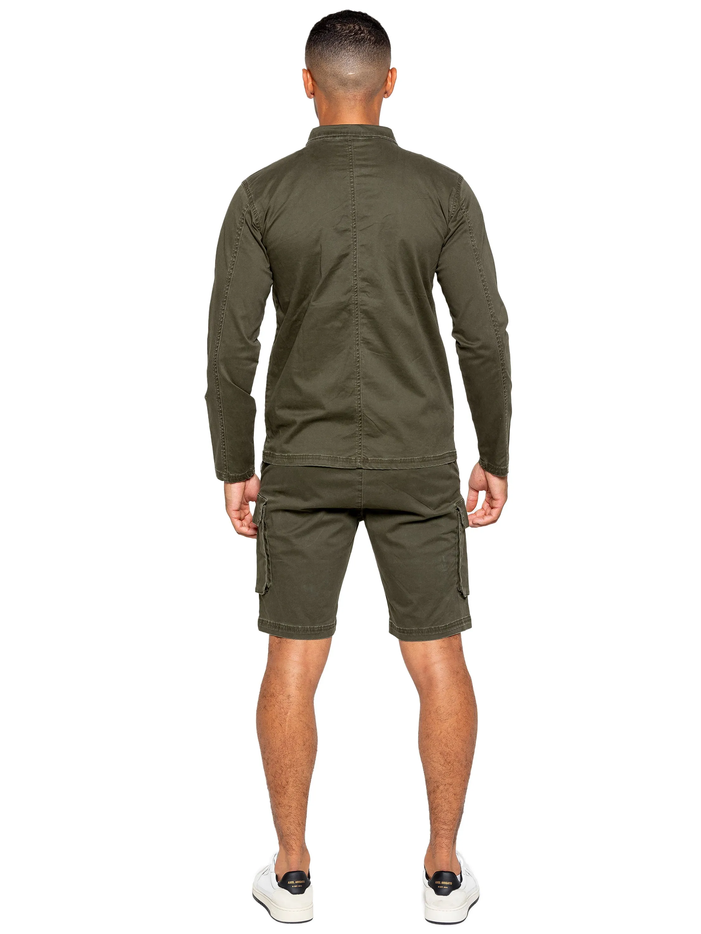 Enzo | Mens Cargo Overshirt Tracksuit With Shorts Set