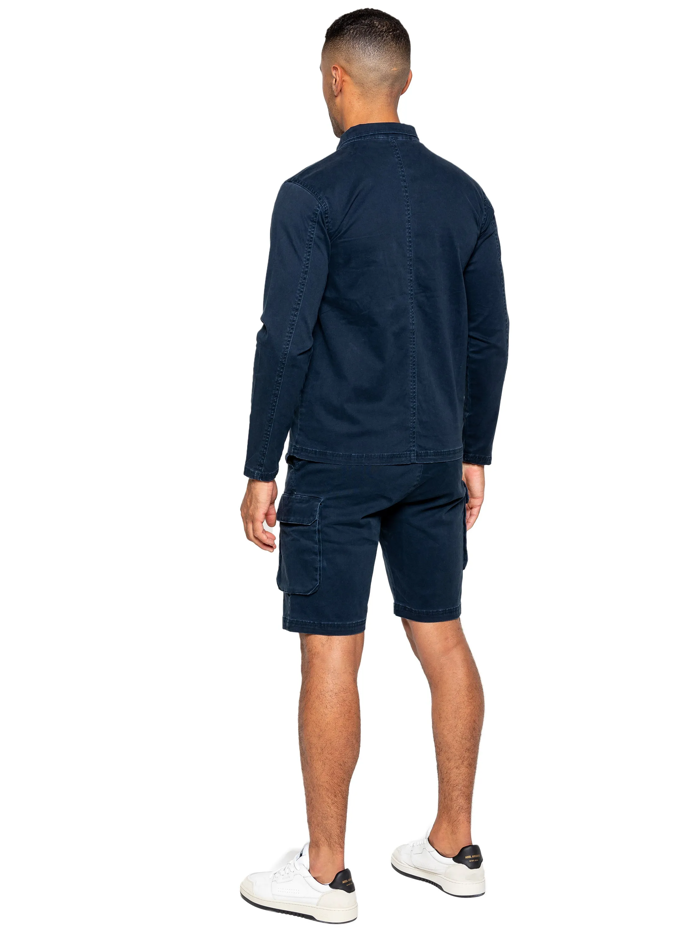 Enzo | Mens Cargo Overshirt Tracksuit With Shorts Set