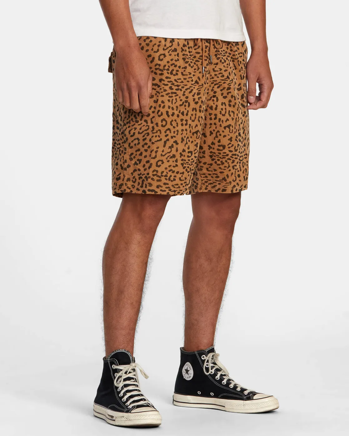 Escape 17" Elastic Waist Corduroy Shorts - Cheetah