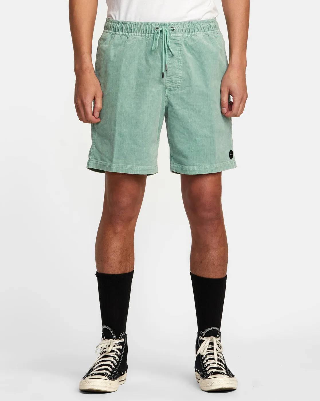 Escape 17" Elastic Waist Corduroy Shorts - Green Haze