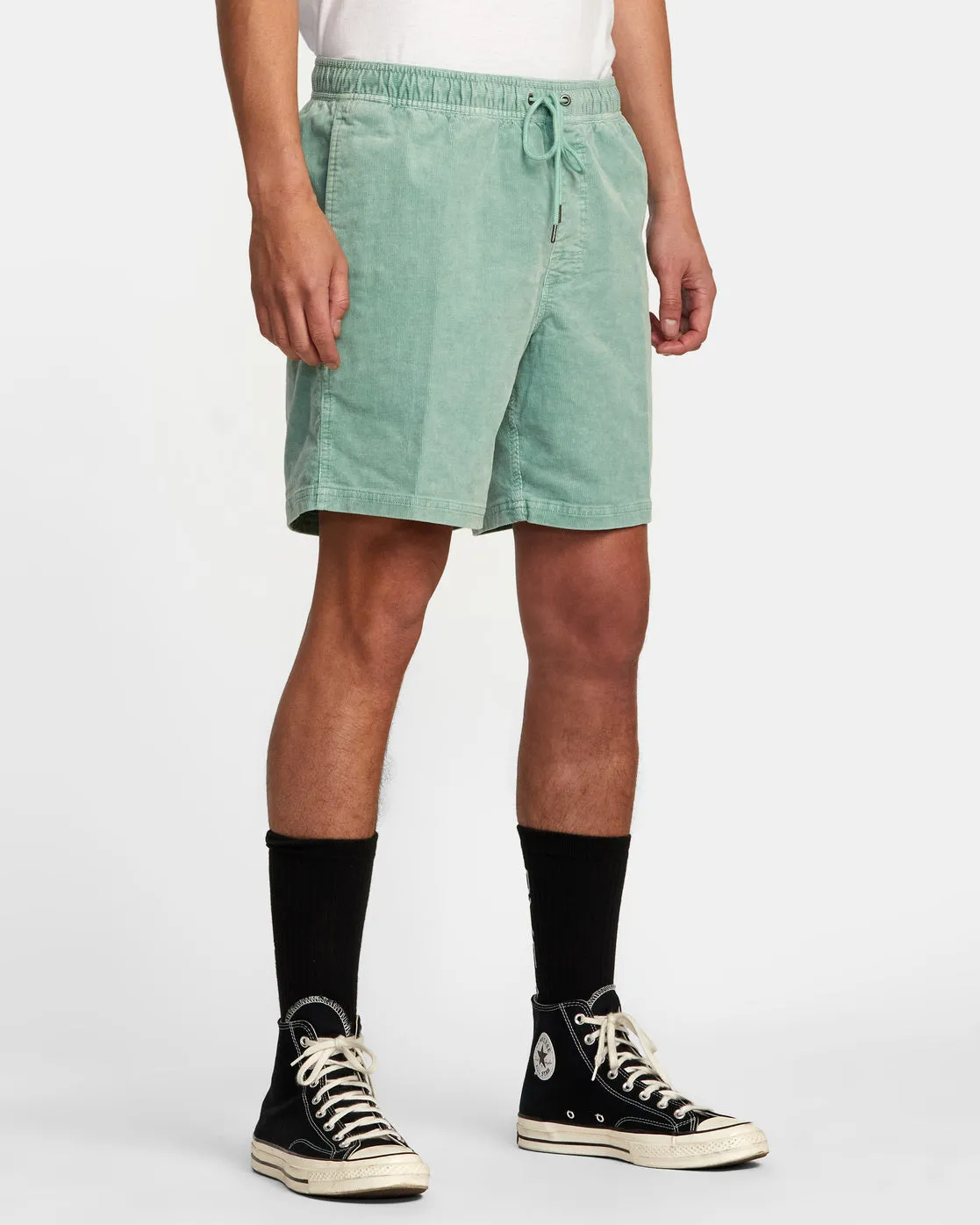Escape 17" Elastic Waist Corduroy Shorts - Green Haze