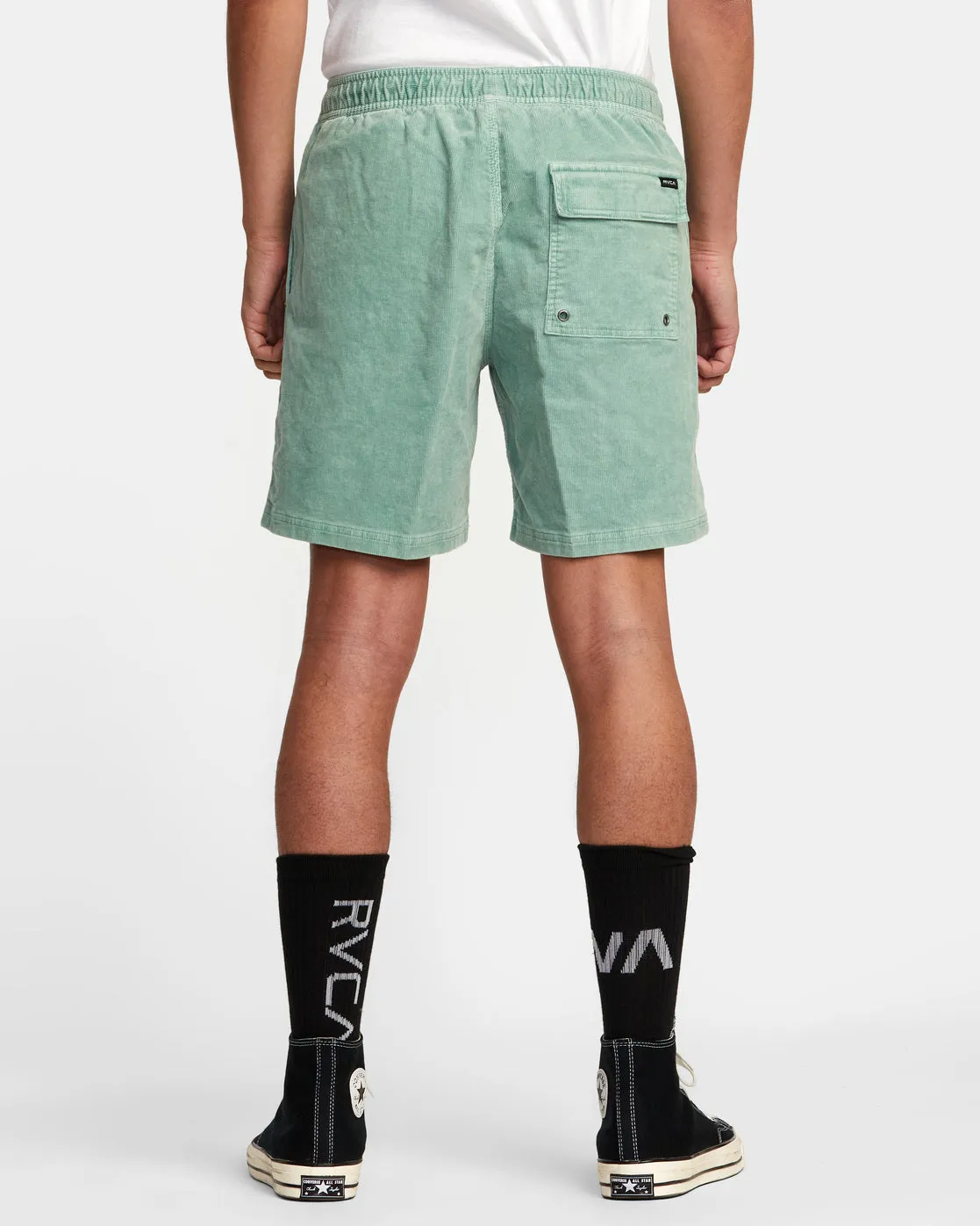 Escape 17" Elastic Waist Corduroy Shorts - Green Haze
