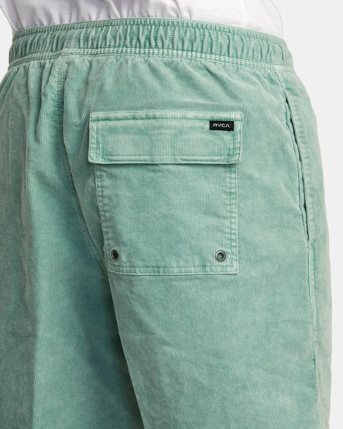 Escape 17" Elastic Waist Corduroy Shorts - Green Haze