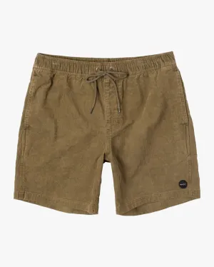 Escape 17" Elastic Waist Corduroy Shorts - Tobacco