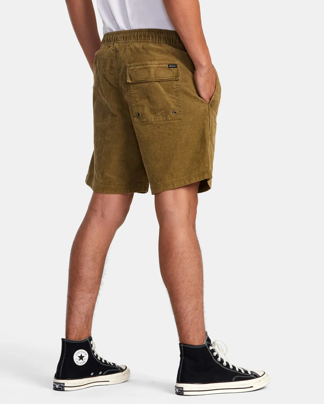 Escape 17" Elastic Waist Corduroy Shorts - Tobacco