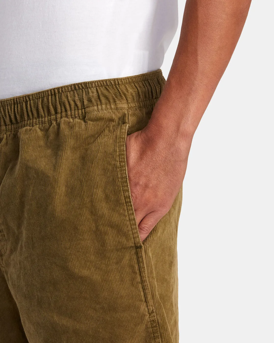 Escape 17" Elastic Waist Corduroy Shorts - Tobacco