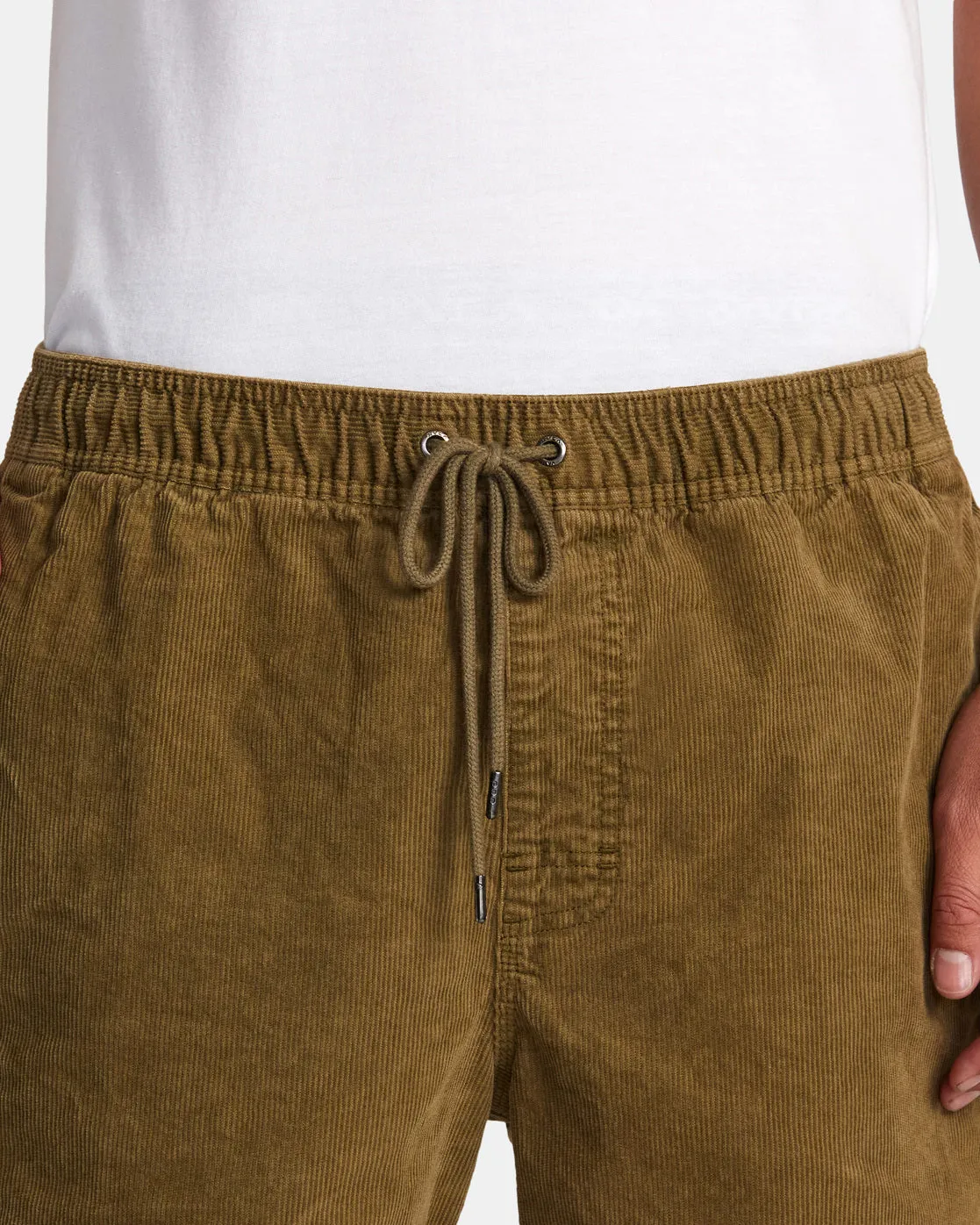 Escape 17" Elastic Waist Corduroy Shorts - Tobacco