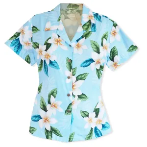 escape blue hawaiian lady blouse