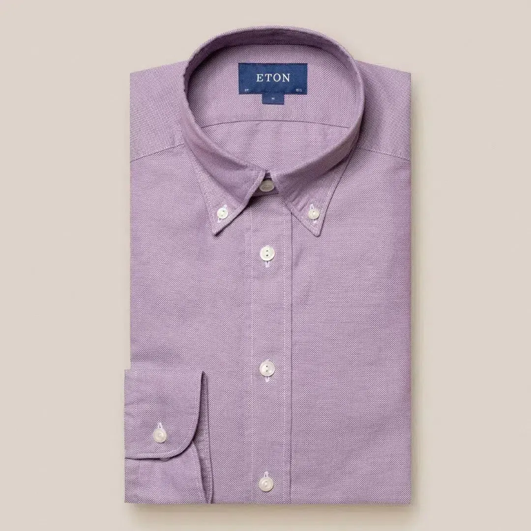 Eton Utility Fit Textured Weave Shirt Mid Purple