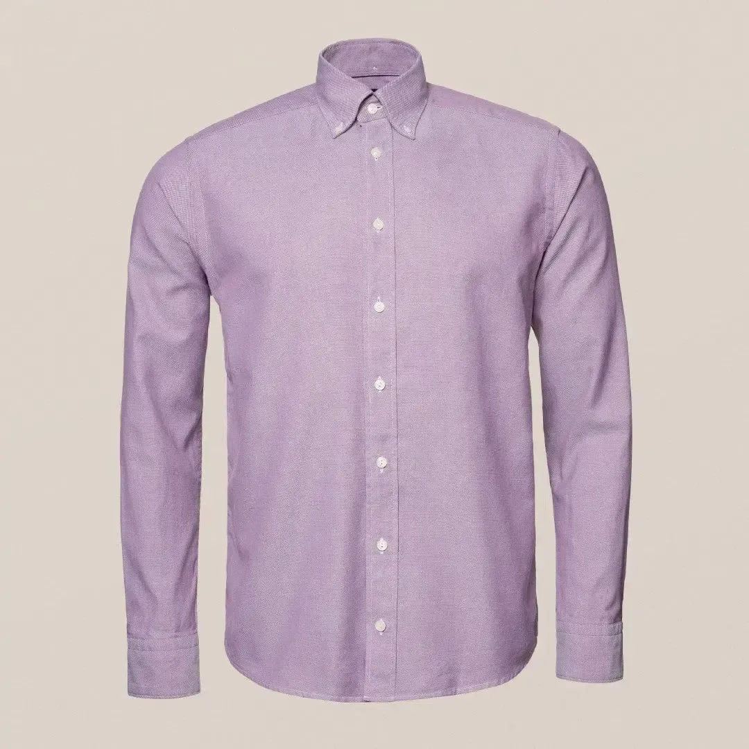 Eton Utility Fit Textured Weave Shirt Mid Purple