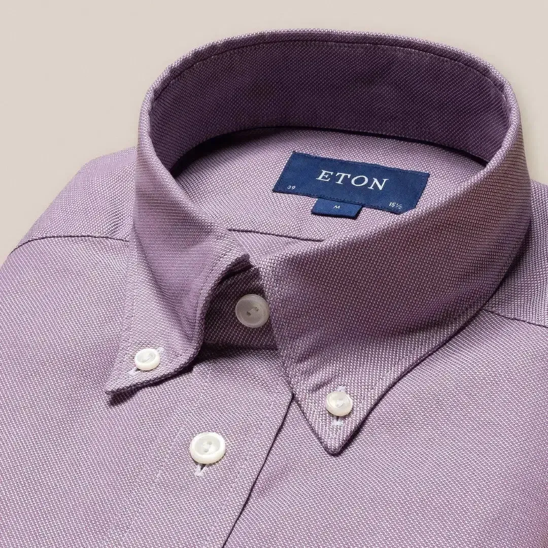Eton Utility Fit Textured Weave Shirt Mid Purple