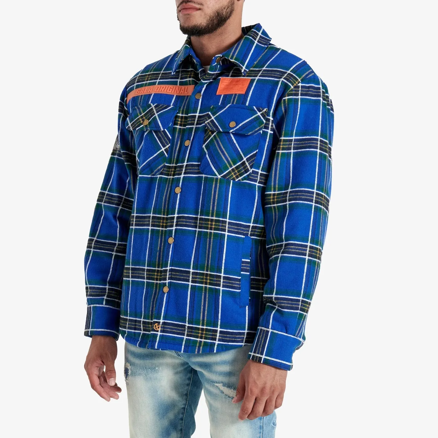 FACES FLANNEL OVERSHIRT (BLUE)