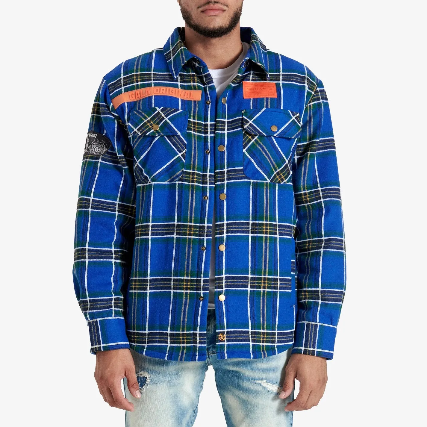 FACES FLANNEL OVERSHIRT (BLUE)