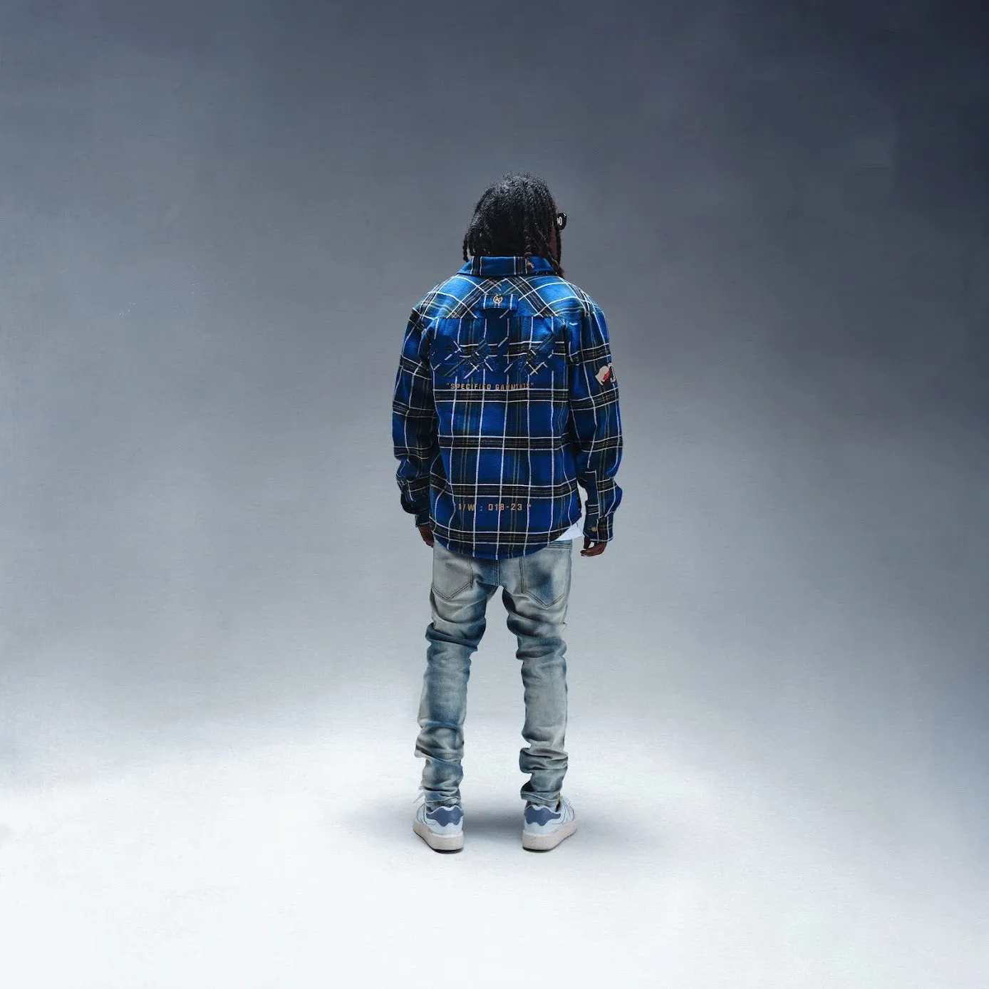 FACES FLANNEL OVERSHIRT (BLUE)