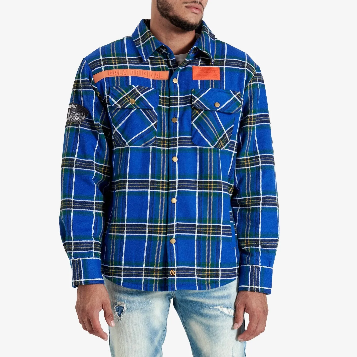 FACES FLANNEL OVERSHIRT (BLUE)