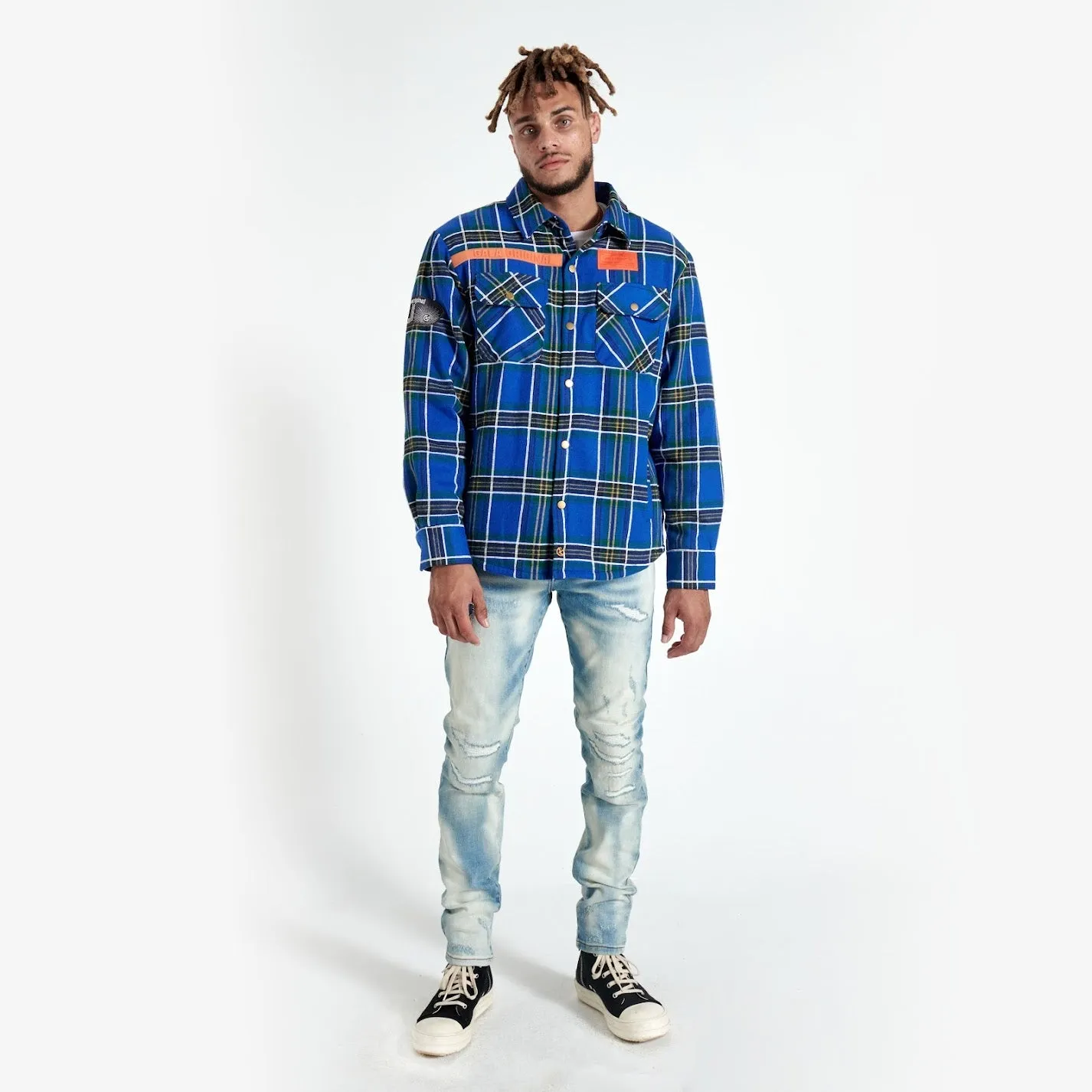 FACES FLANNEL OVERSHIRT (BLUE)