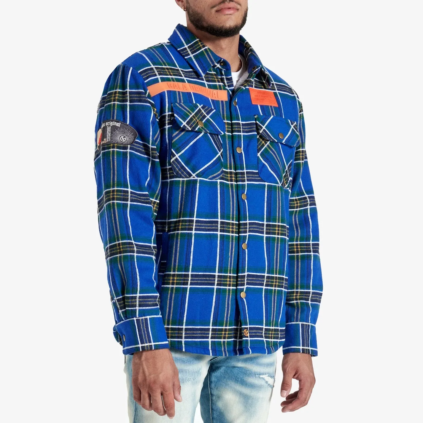 FACES FLANNEL OVERSHIRT (BLUE)