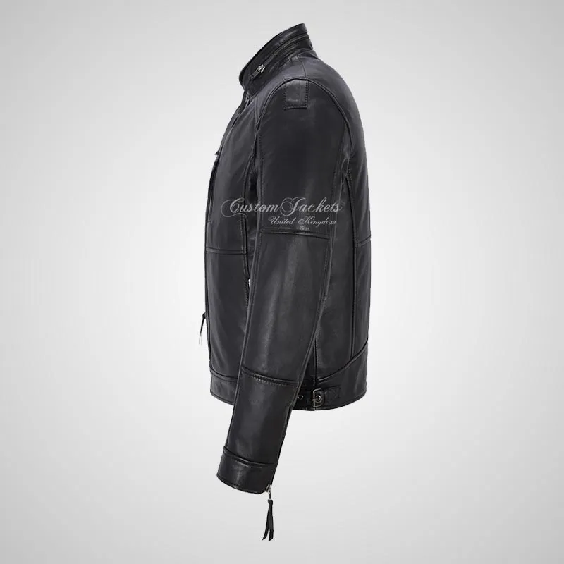 Fallowen Leather Biker Jacket For Mens
