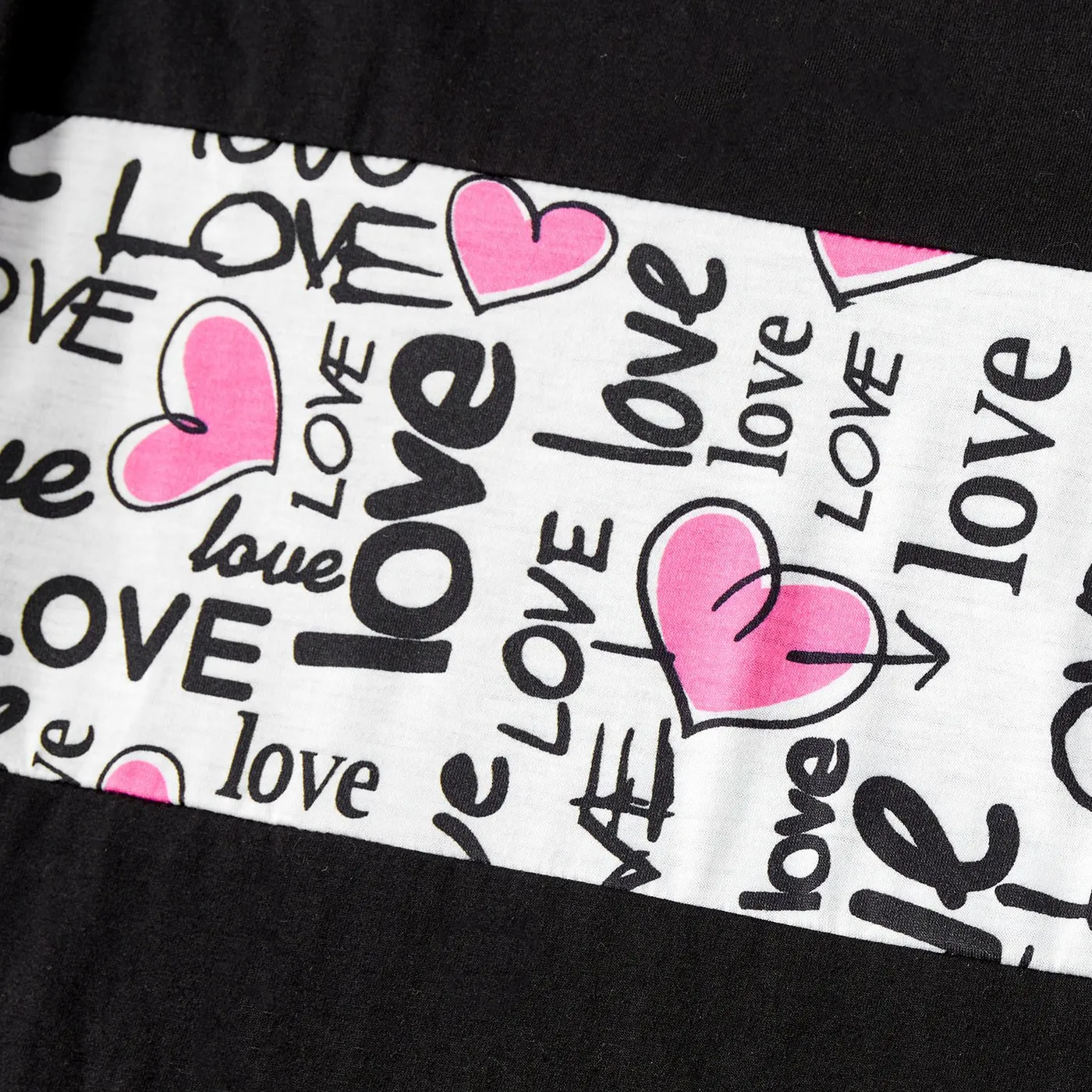 Family Matching Allover Heart & Letter Print Drawstring Ruched Bodycon Dresses and Short-sleeve T-shirts Sets