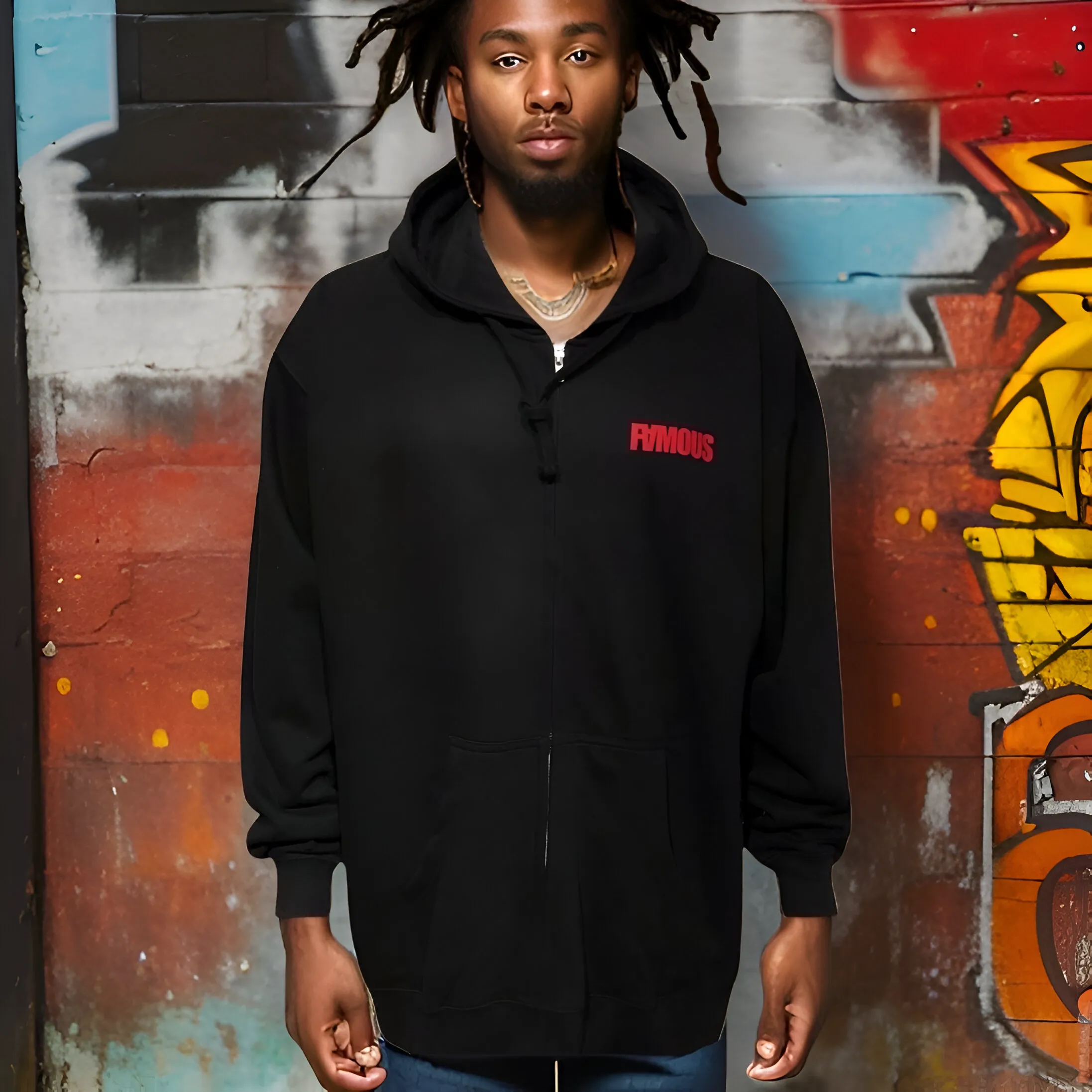 ^FAMOUS STARS AND STRAPS^ (BLACK) ZIP UP HOODIES FOR MEN