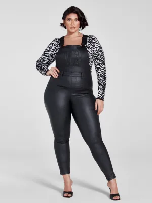 Fashion To Figure - Black Coated Denim Cargo Overalls